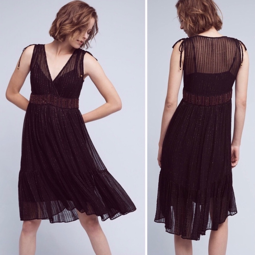 ANTHRO | FLOREAT Sheer Midi Ruffle Dress Sz 2P